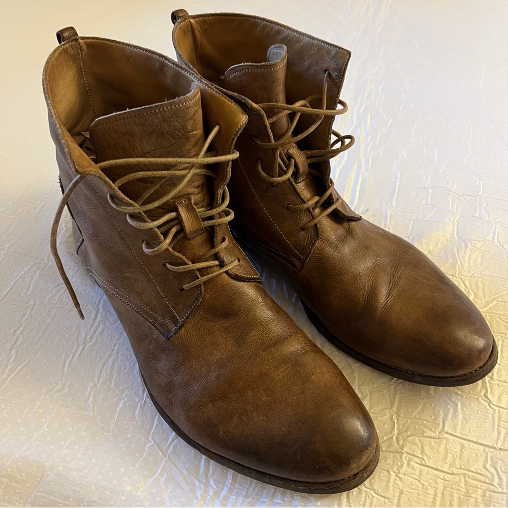 Officine Creative Brown Leather Lace Up Boots Made In Italy Mens 44 Distressed